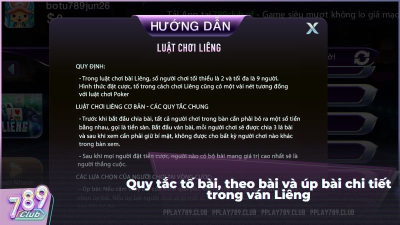 Quy tắc tố bài, theo bài và úp bài chi tiết trong ván Liêng
