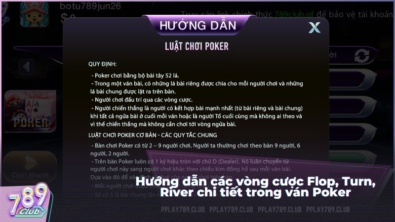 Hướng dẫn các vòng cược Flop, Turn, River chi tiết trong ván Poker